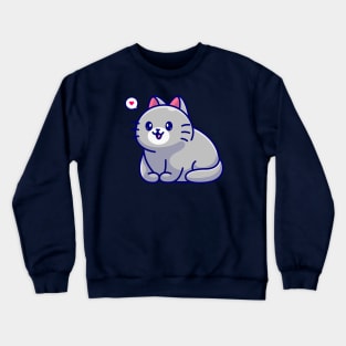 Cute Cat Sitting Cartoon Crewneck Sweatshirt